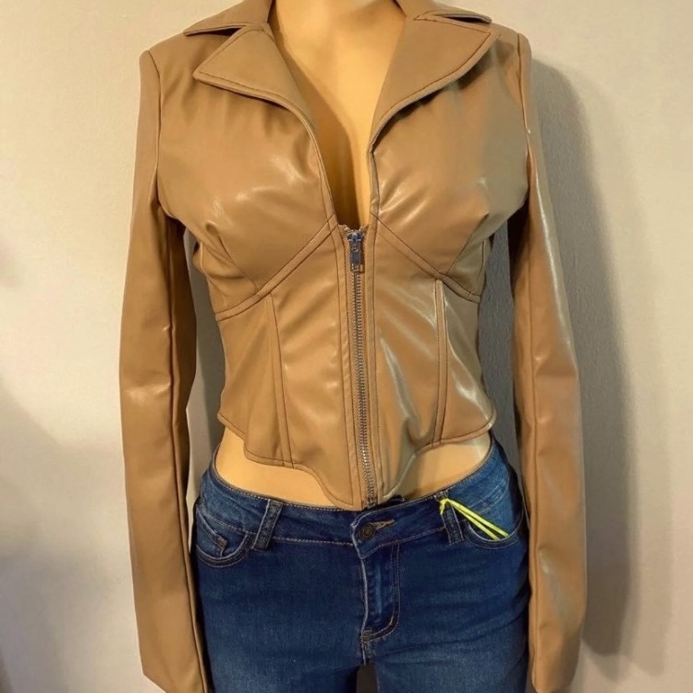 Fitted Faux Leather Jacket